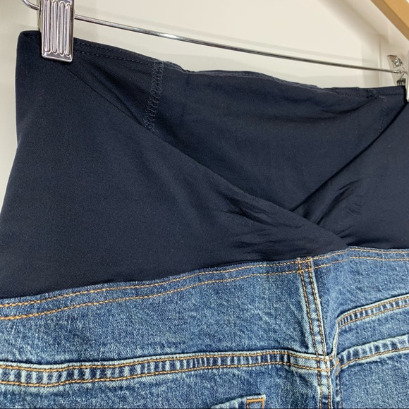 Isabel Maternity Cross Over Panel Jean Midi Shorts Med Blue New Nwt Size 8 - Picture 6 of 16